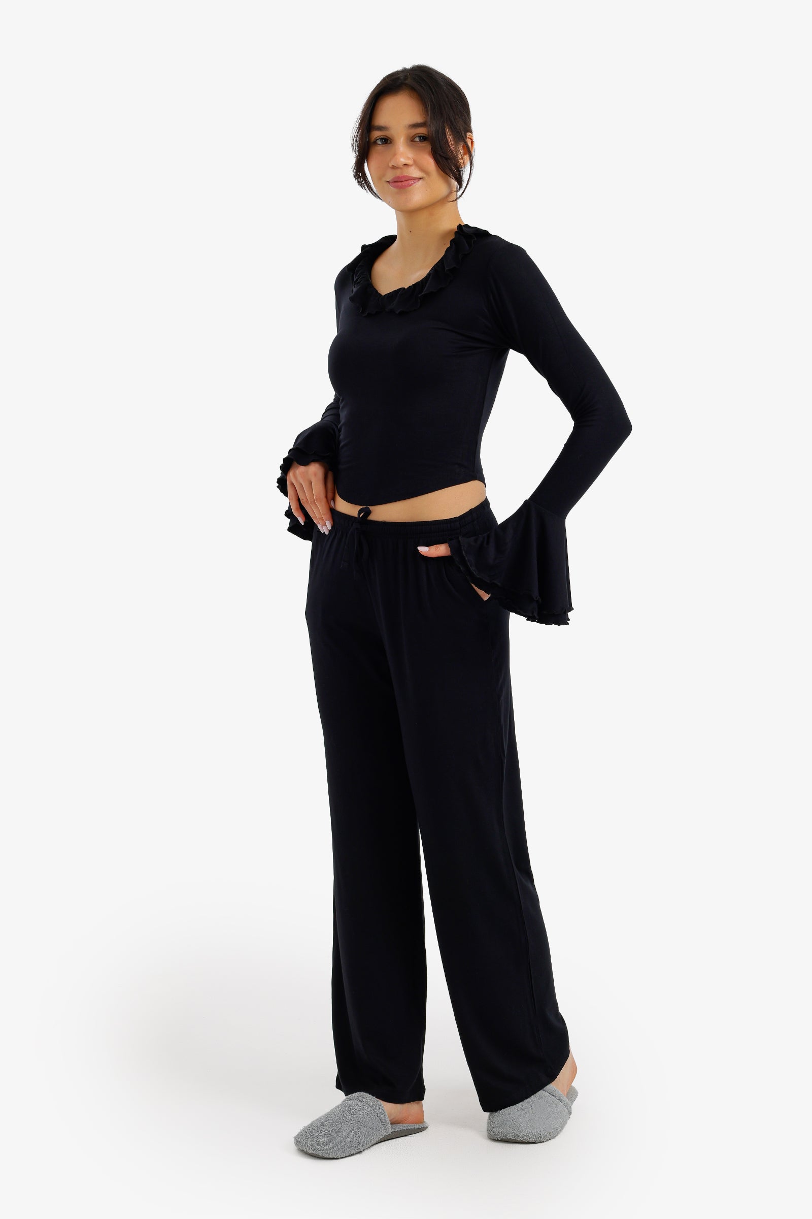 Ruffle-Trim Pyjama Set