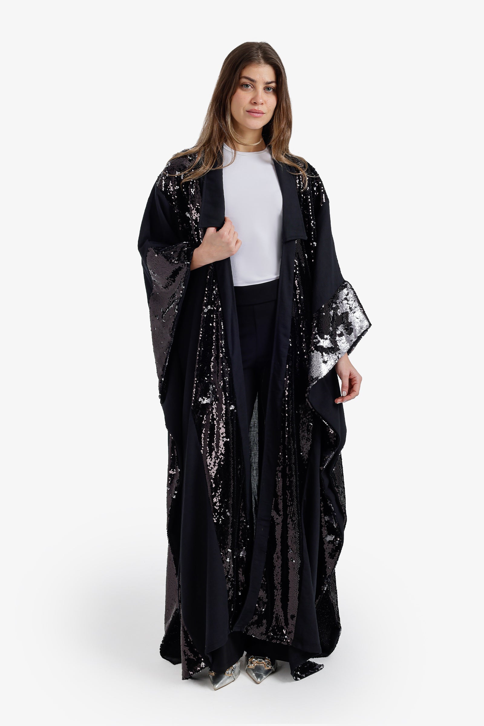 Sequin Detailed Maxi Kimono