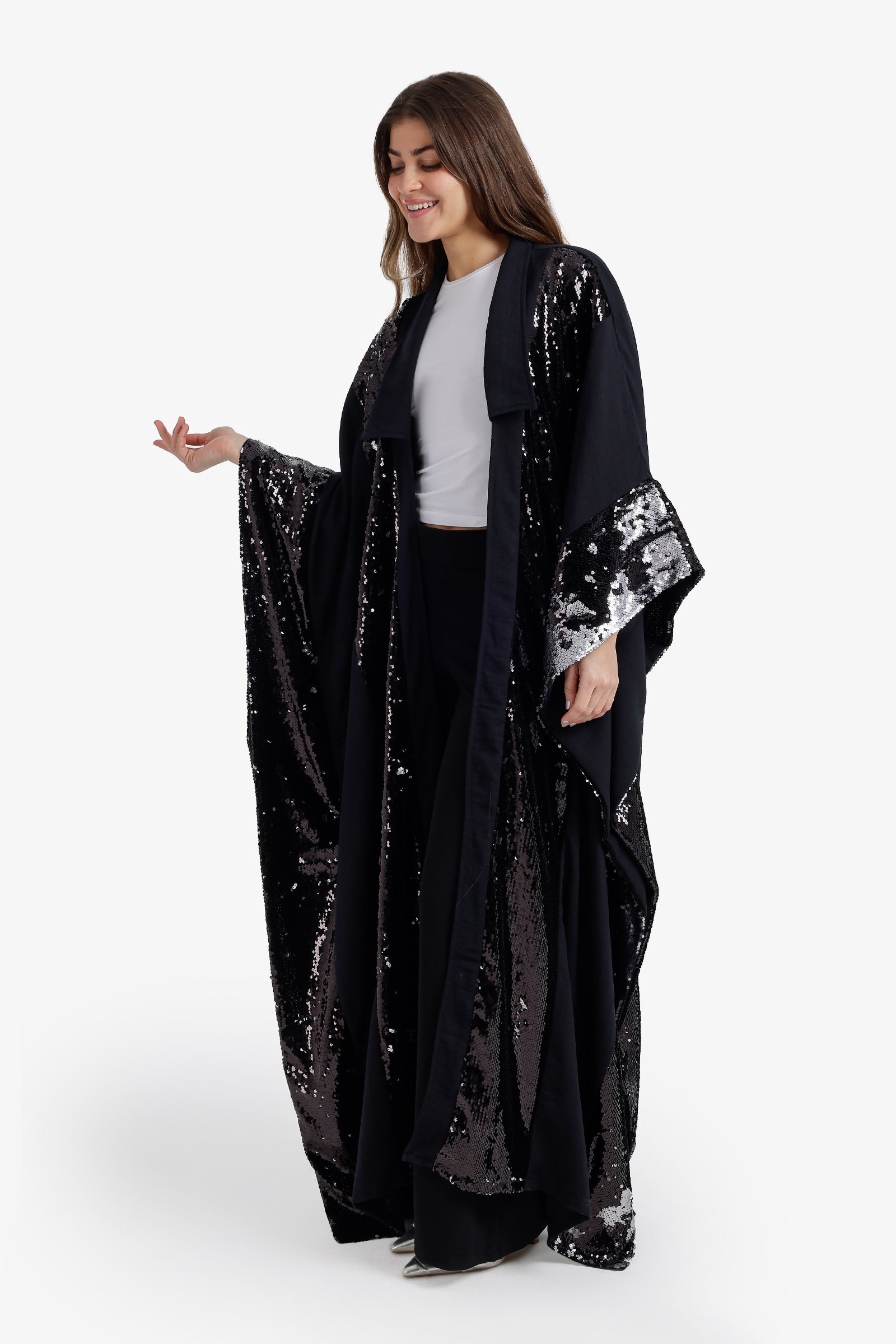 Sequin Detailed Maxi Kimono