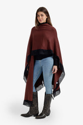 Contrast-Trim Knit Poncho