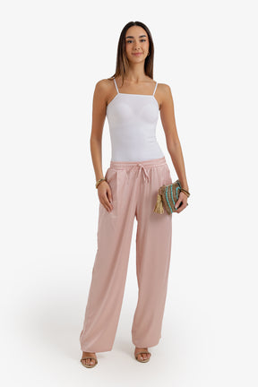 Wide-Leg Satin Pants