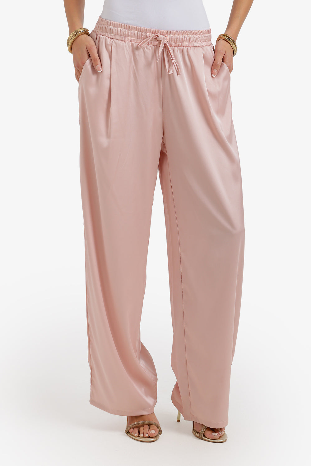 Wide-Leg Satin Pants