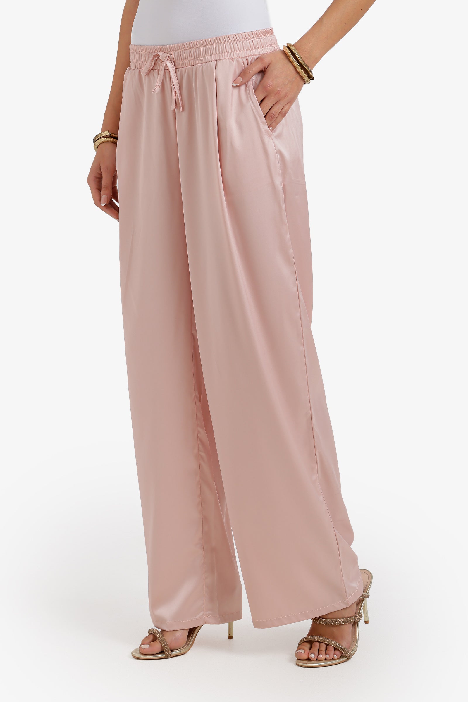 Wide-Leg Satin Pants