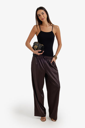 Wide-Leg Satin Pants