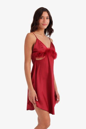 Feather Trim Babydoll