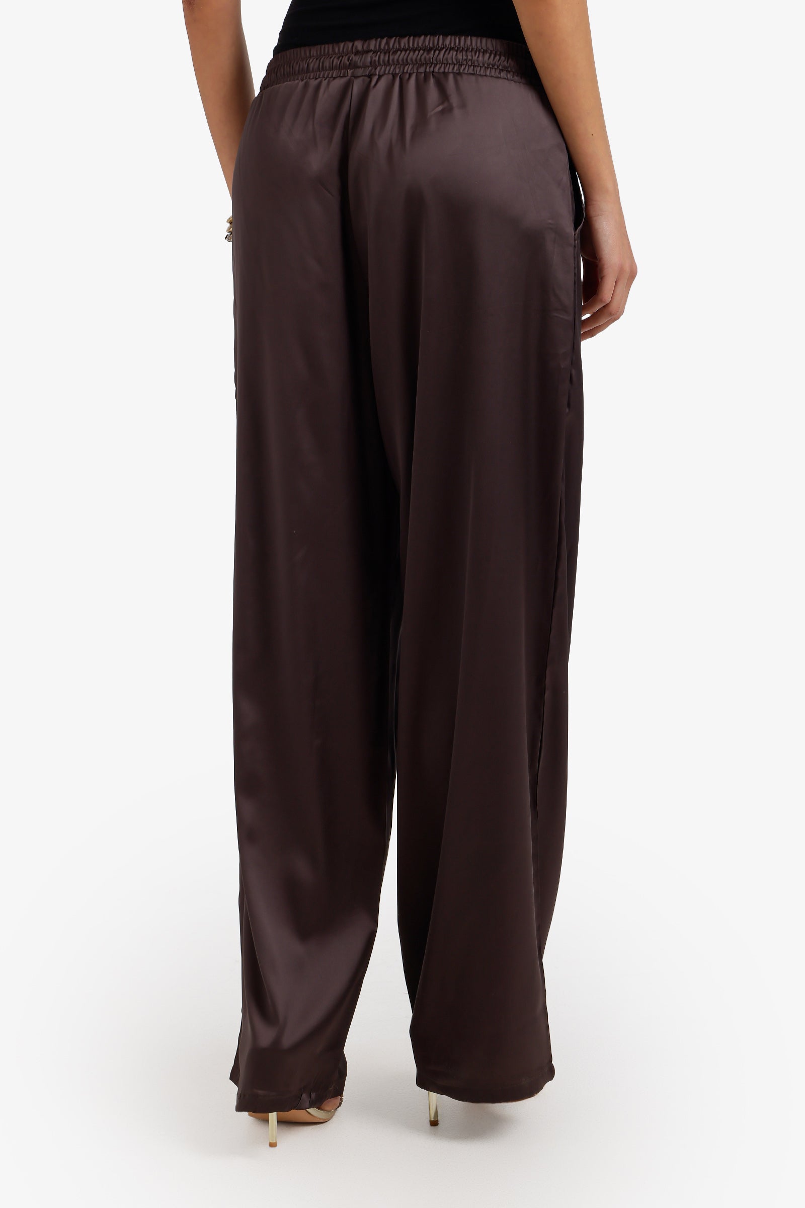 Wide-Leg Satin Pants