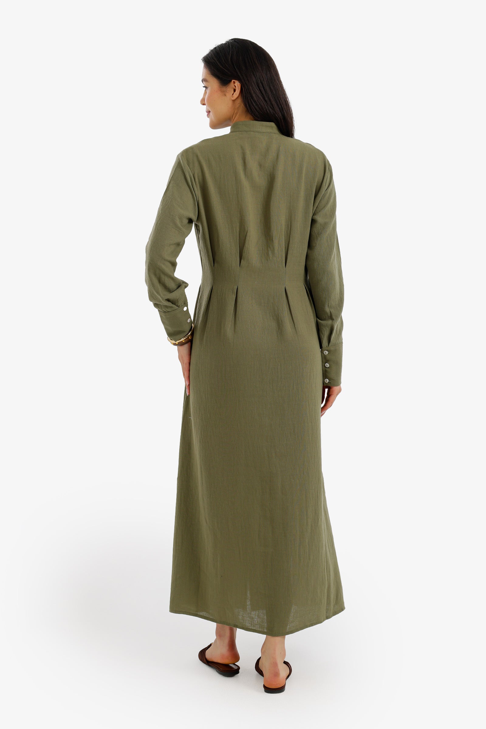 فستان ميدي بكشكشة أمامية