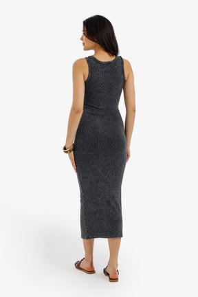 Ribbed Washed Midi Dress
