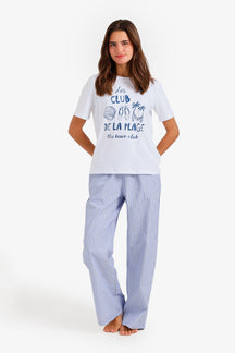 Contrast-Waist Pyjama Set