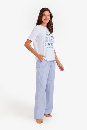 Contrast-Waist Pyjama Set