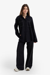Contrast-Stitch Utility Shirt