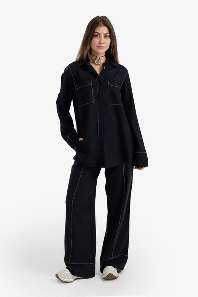 Contrast-Stitch Utility Shirt | | Carina Wear – Carina - كارينا