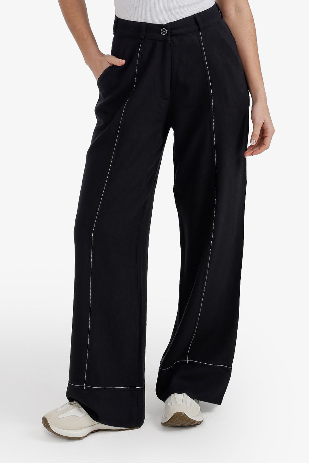 Contrast-Stitch Pants