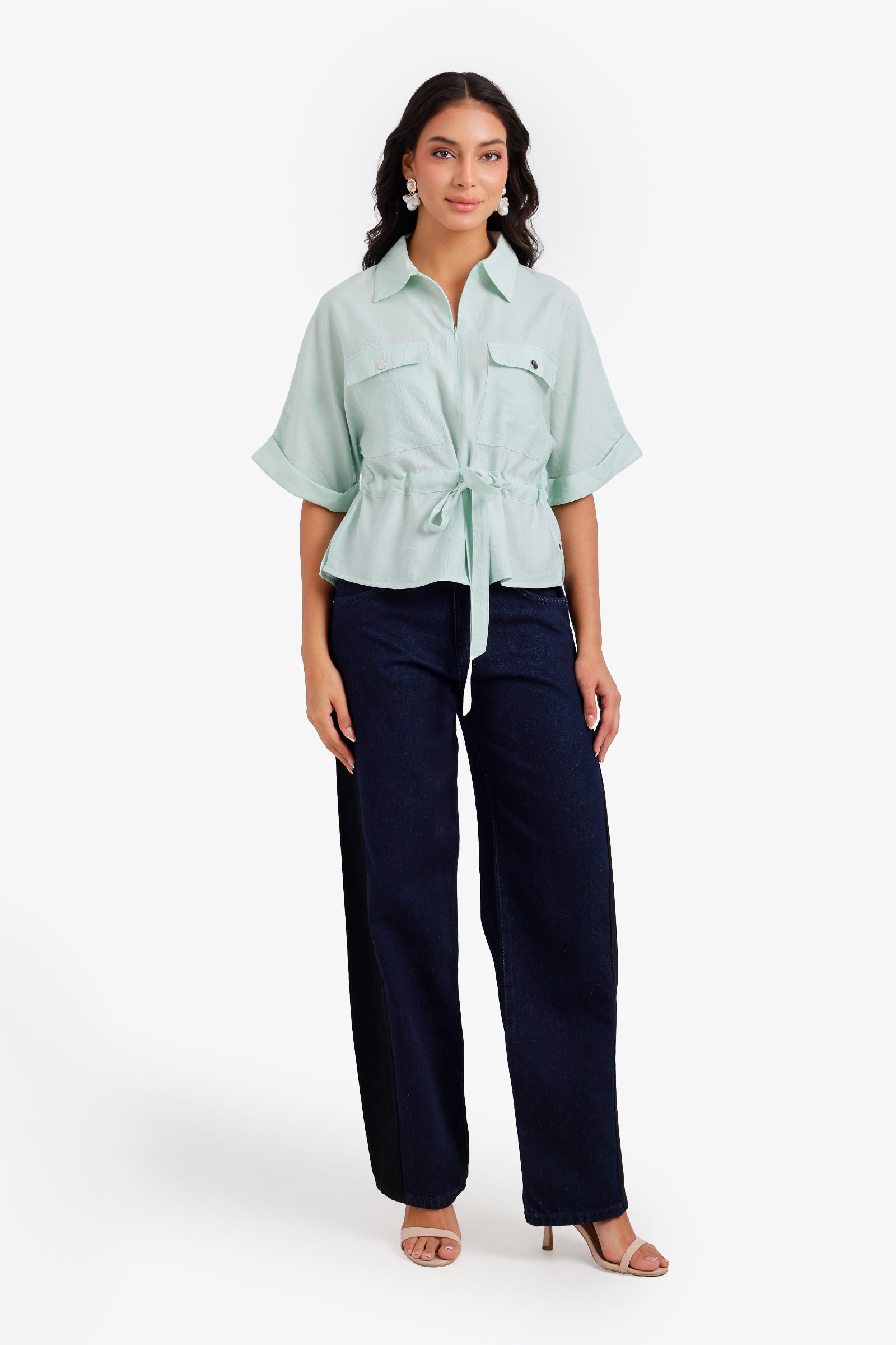 Drawstring Waist Lounge Shirt