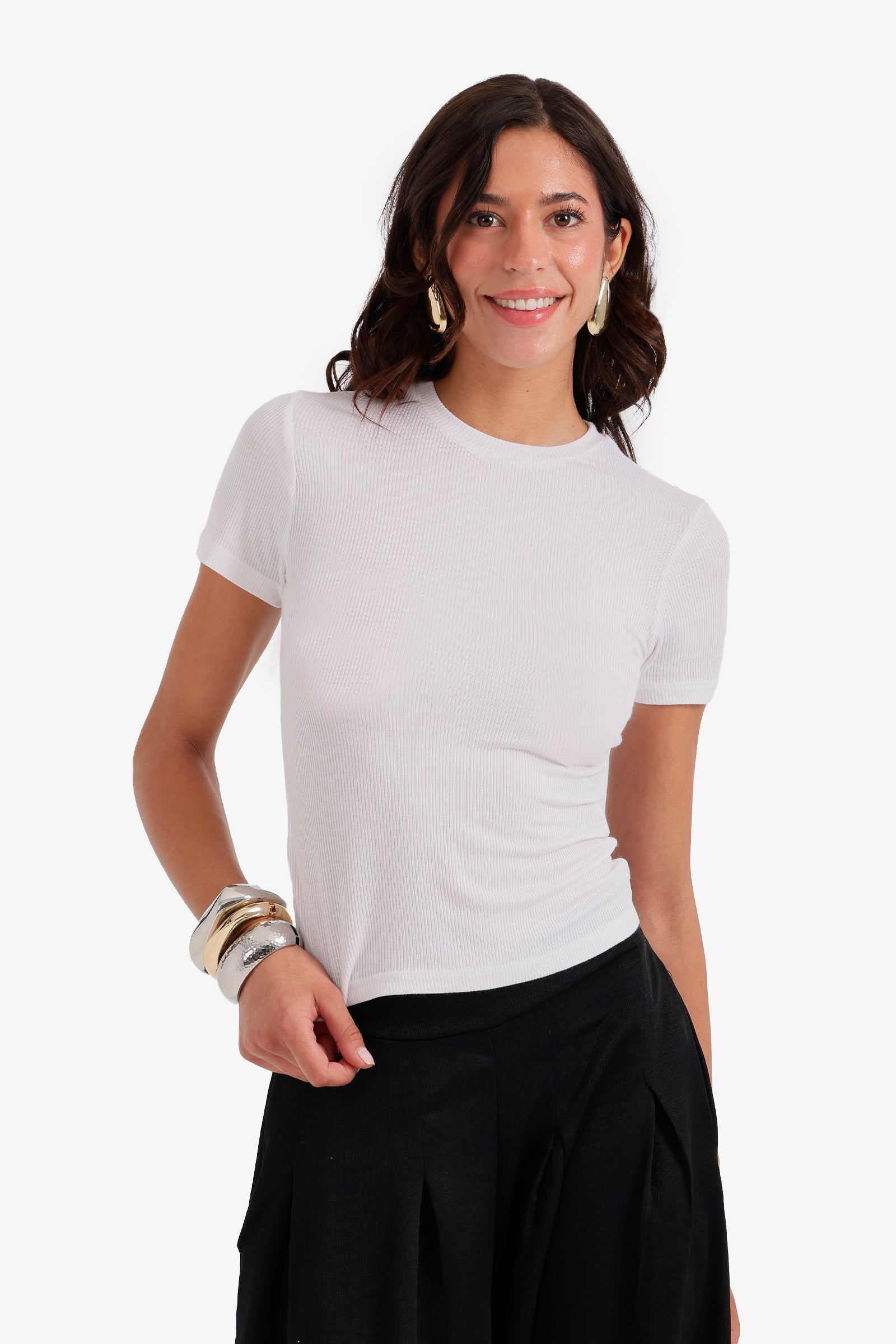 Ribbed Short Sleeve Top