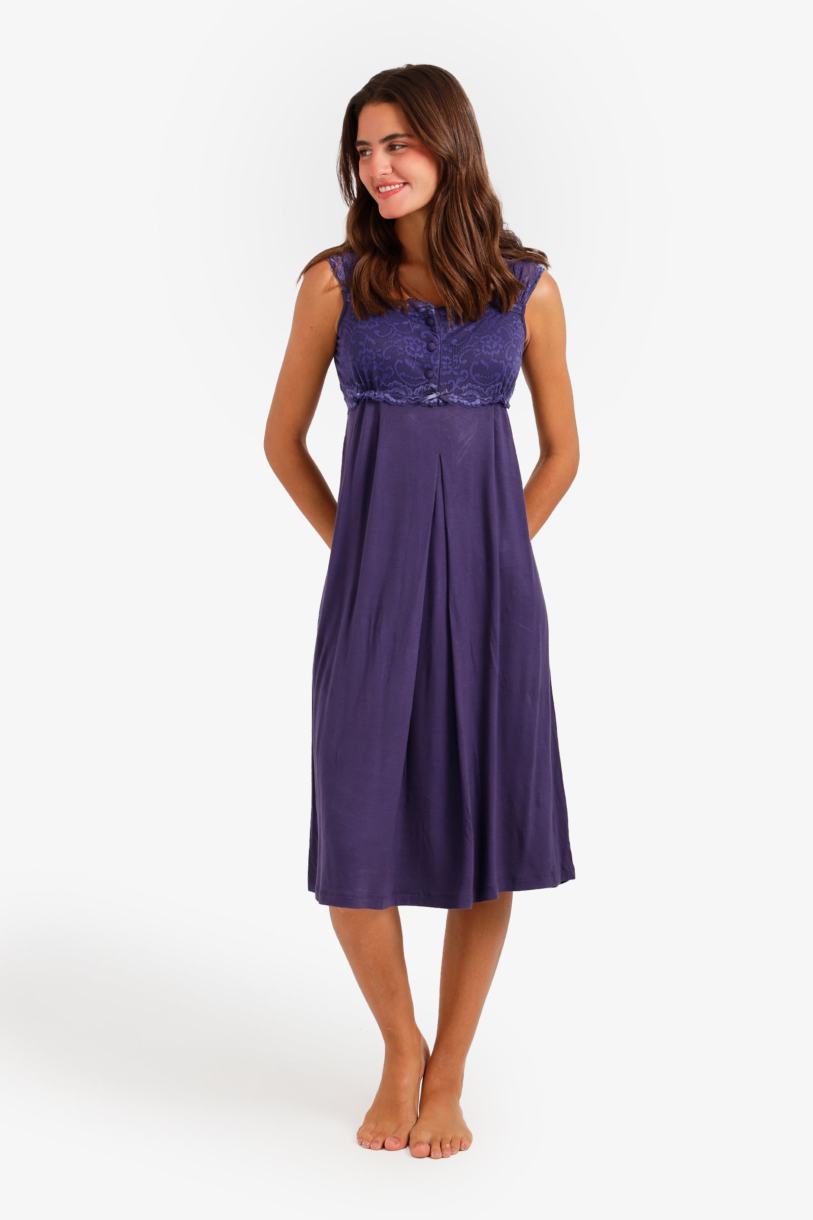 Lace-Trim Nightgown Set