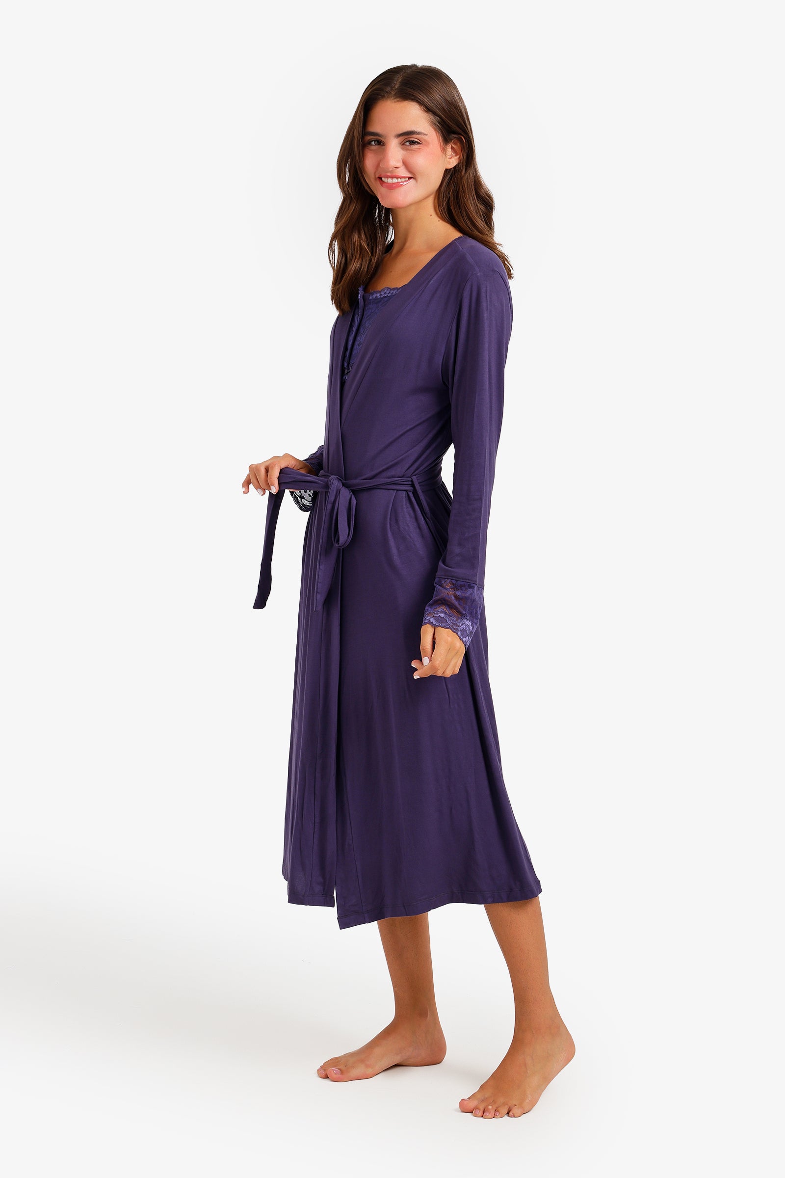 Lace-Trim Nightgown Set