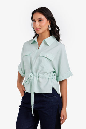 Drawstring Waist Lounge Shirt