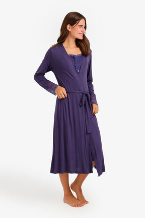 Lace-Trim Nightgown Set