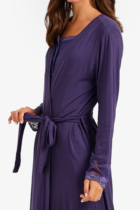 Lace-Trim Nightgown Set