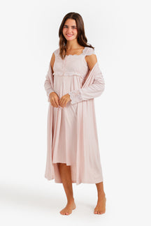 Lace-Trim Nightgown Set