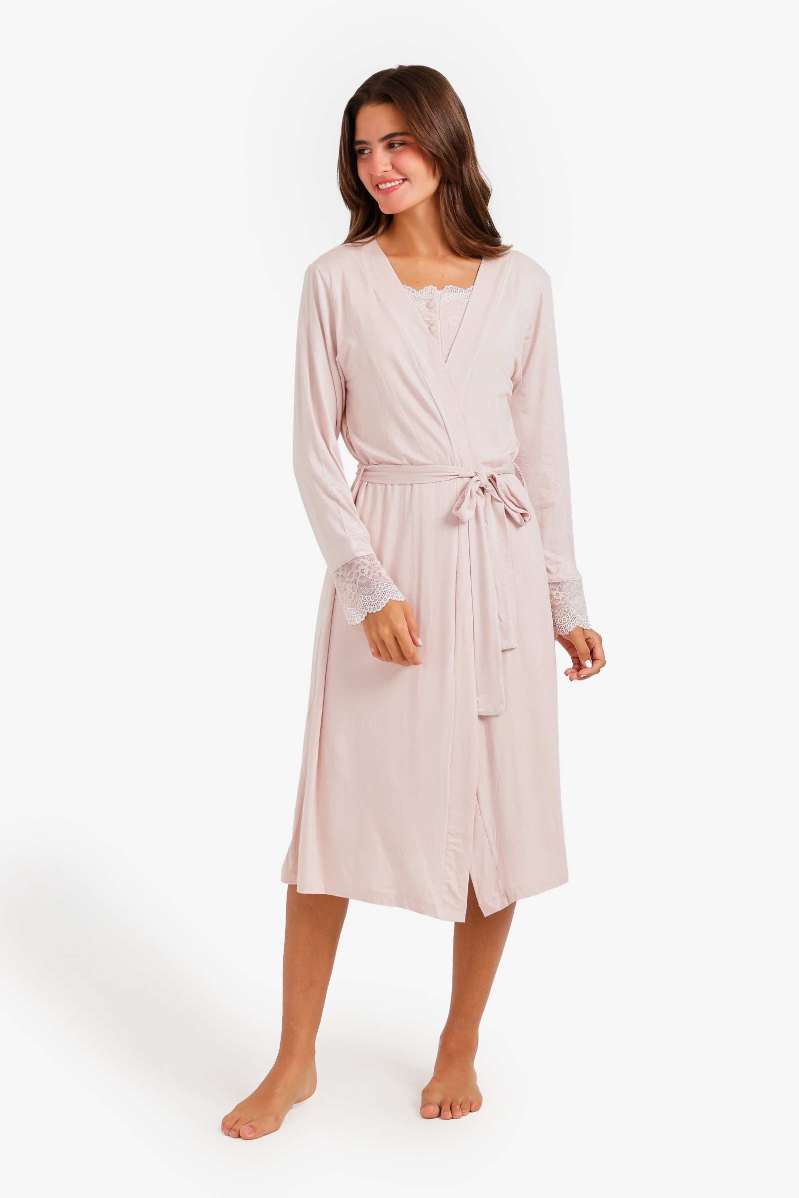 Lace-Trim Nightgown Set
