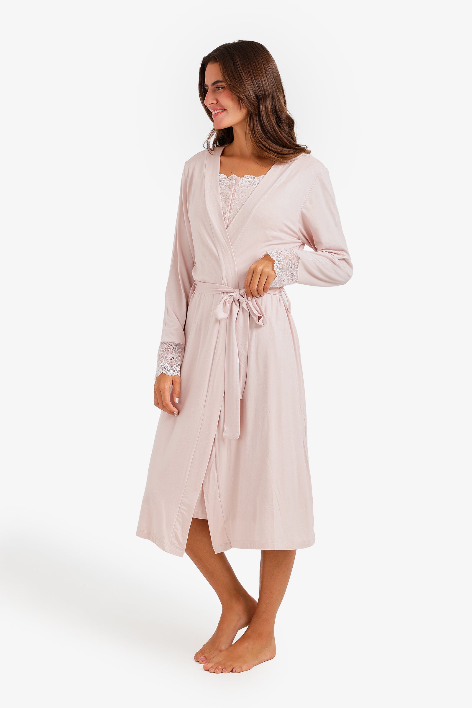 Lace-Trim Nightgown Set