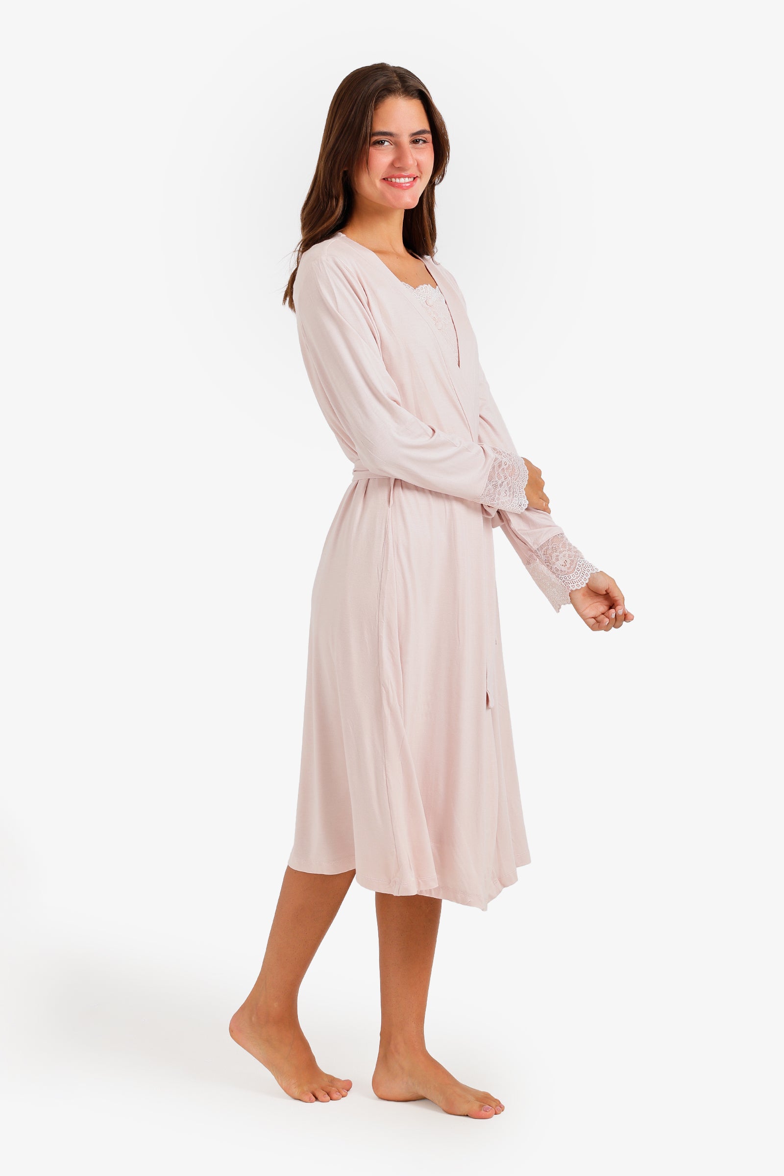 Lace-Trim Nightgown Set
