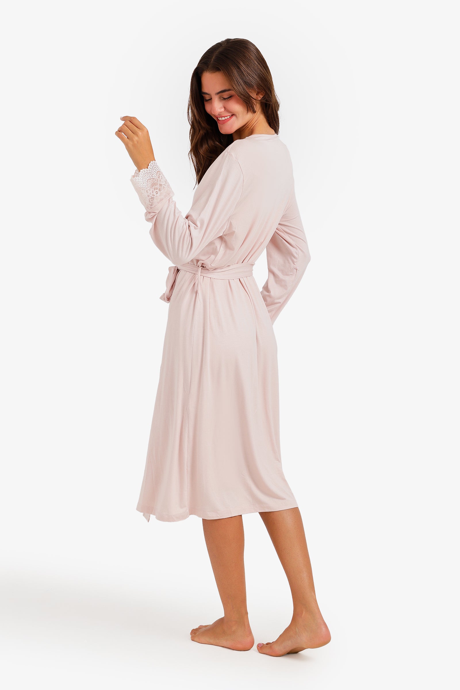 Lace-Trim Nightgown Set