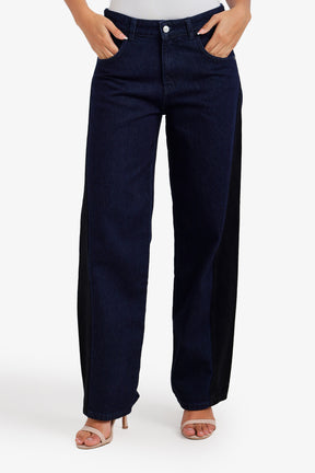 Two-Tone Denim Pants