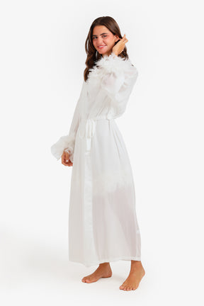 Feather Trim Nightgown Set