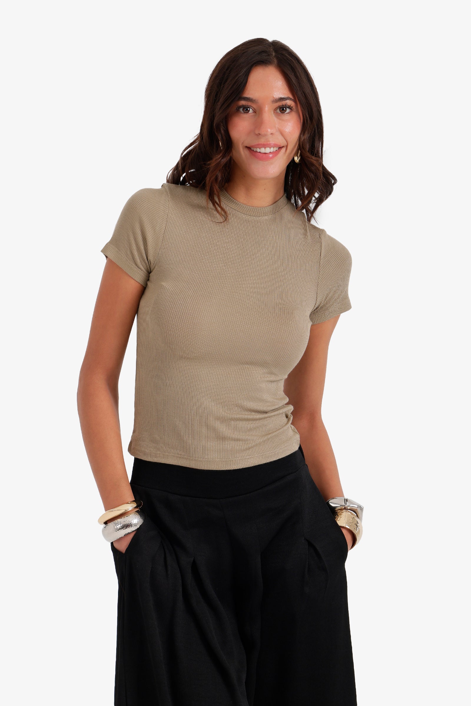 Ribbed Short Sleeve Top