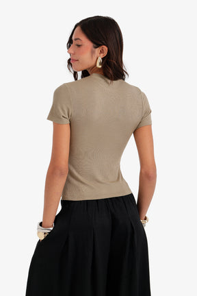 Ribbed Short Sleeve Top