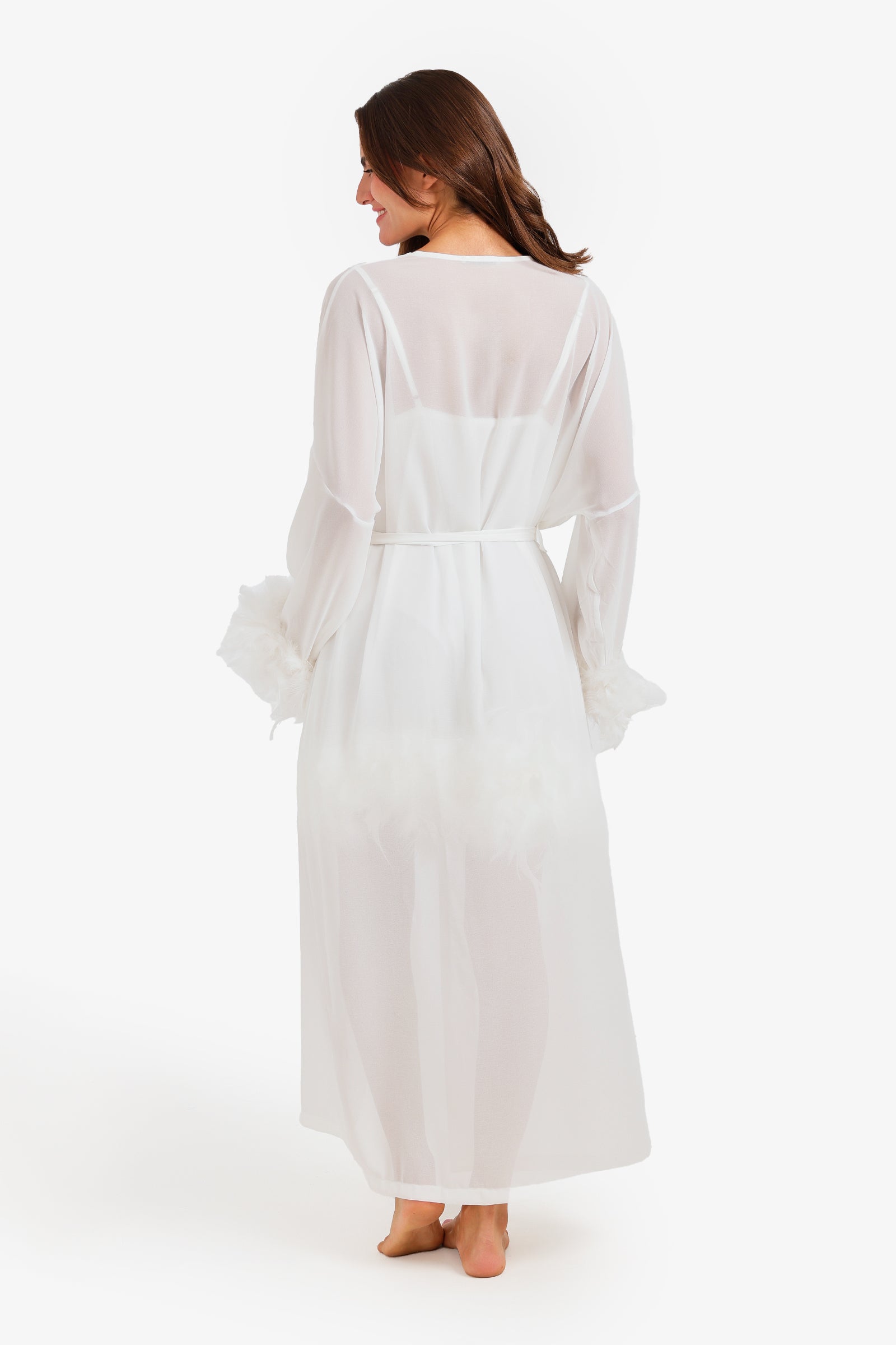 Feather Trim Nightgown Set