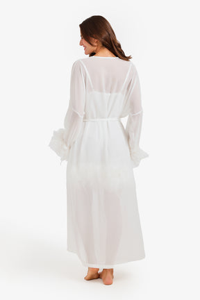 Feather Trim Nightgown Set