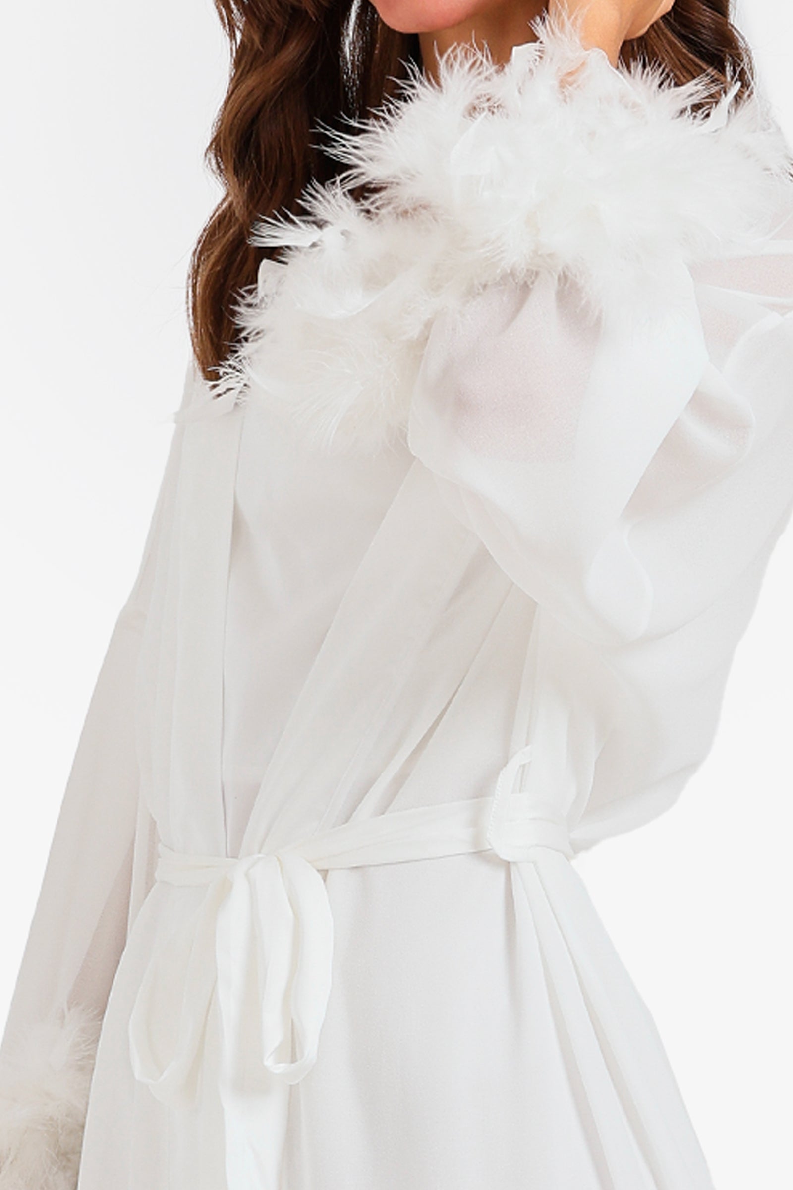 Feather Trim Nightgown Set