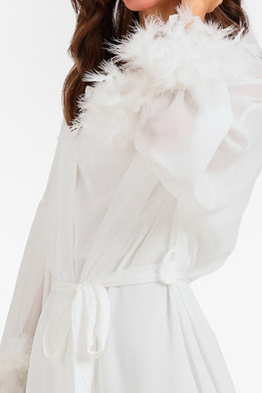 Feather Trim Nightgown Set