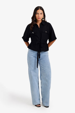 Drawstring Waist Lounge Shirt