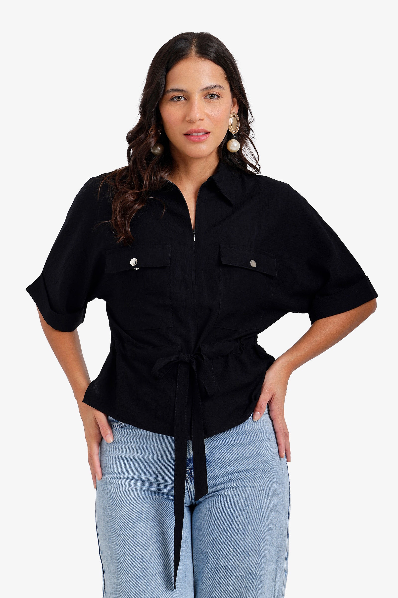 Drawstring Waist Lounge Shirt