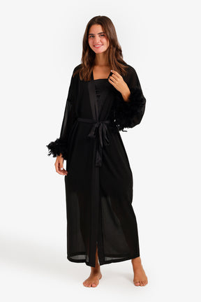 Feather Trim Nightgown Set