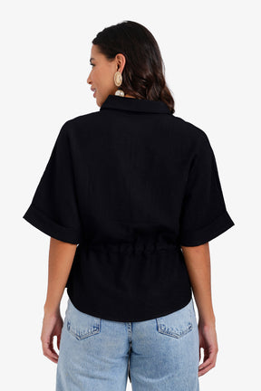 Drawstring Waist Lounge Shirt