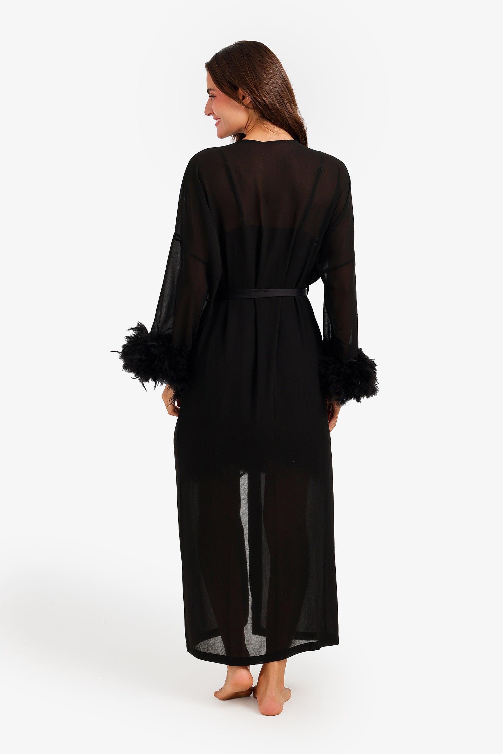 Feather Trim Nightgown Set