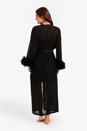 Feather Trim Nightgown Set