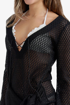 Perforated Pattern Beach Dress