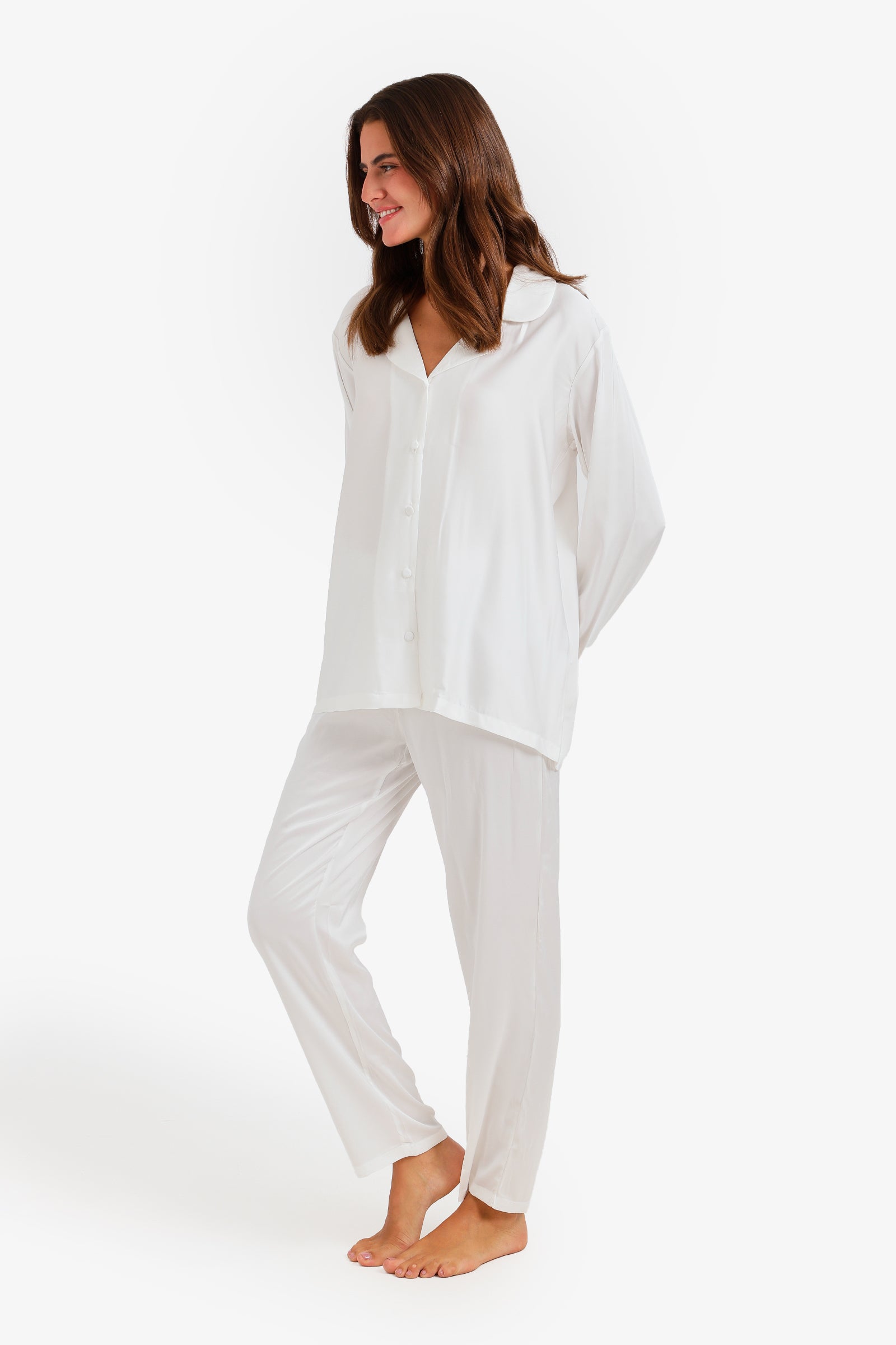Satin Fur Cuff Pyjama Set