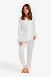 Satin Feather Cuff Pyjama Set