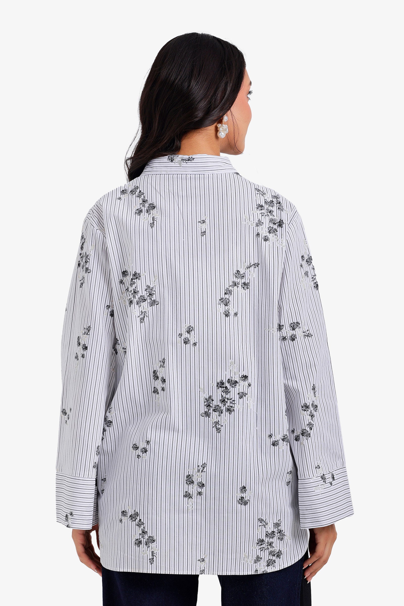 Striped Floral Relaxed Shirt