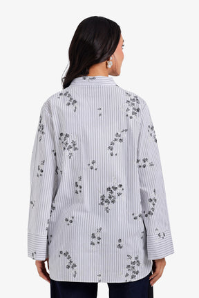 Striped Floral Relaxed Shirt
