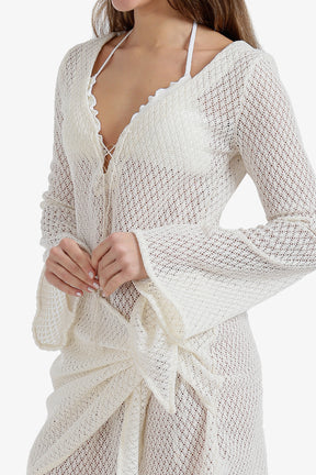 Perforated Pattern Beach Dress