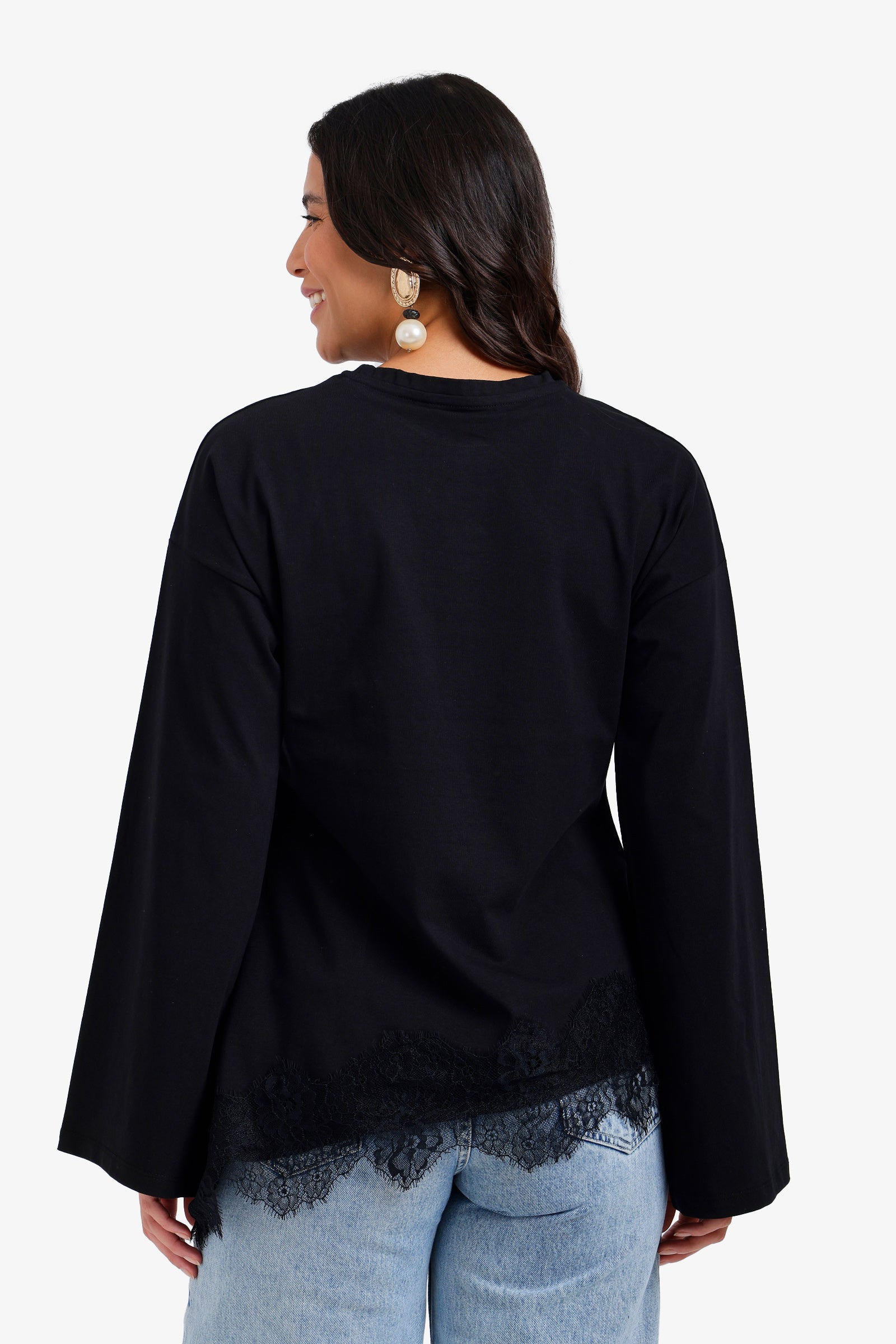 Lace Trim Asymmetric Top